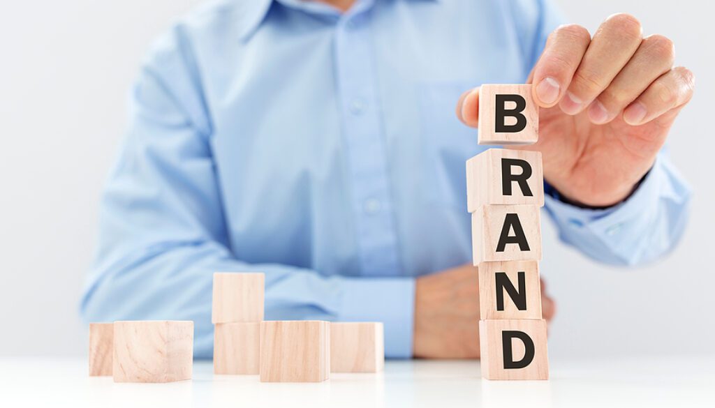 Business brand building or branding for company identity and mar